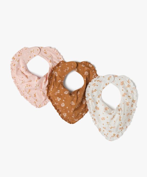 Bavoirs naissance bébé fille façon bandana (lot de 3) vue1 - GEMO(BB COUCHE) - GEMO