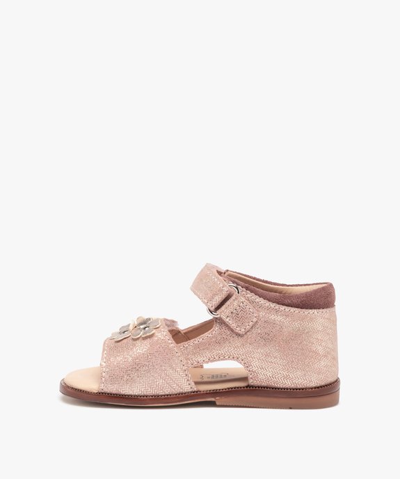 Sandales bébé fille à brides scratch et fleurs en cuir – NA! vue3 - NA! - GEMO