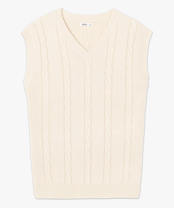 Pull homme sans manches à torsades vue4 - GEMO (HOMME) - GEMO