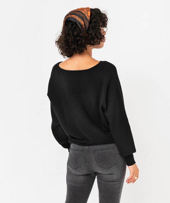 Pull en maille côtelée avec manches chauve-souris femme vue3 - GEMO(FEMME PAP) - GEMO