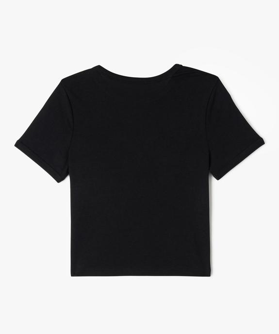 Tee-shirt manches courtes coupe courte avec studs fille vue4 - GEMO 4G FILLE - GEMO