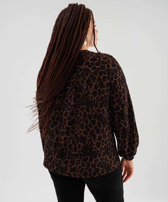 Tee-shirt imprimé à manches longues à col V femme grande taille vue3 - GEMO 4G GT - GEMO