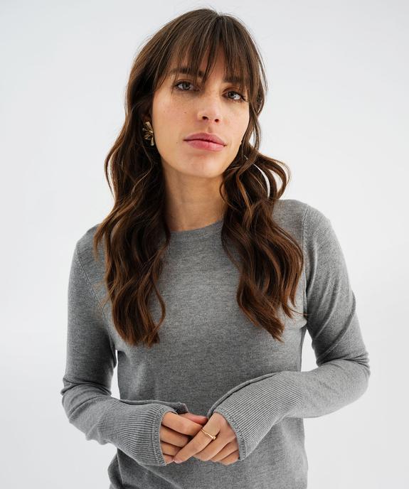 Pull col rond en maille viscose fine et souple femme vue3 - GEMO 4G FEMME - GEMO