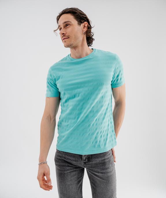 Tee-shirt manches courtes uni effet rayé homme vue1 - GEMO 4G HOMME - GEMO