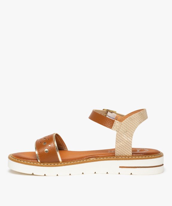 Sandales femme dessus cuir et semelle crantée – Tanéo vue3 - TANEO - GEMO