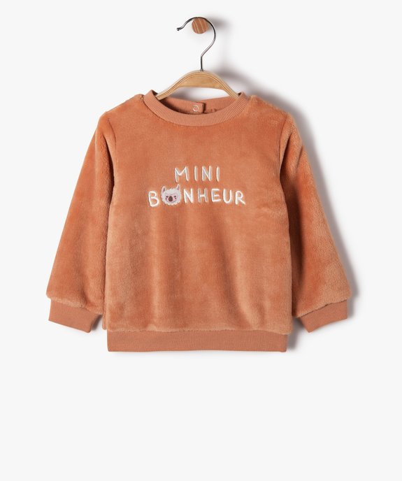 Pull bébé fille en maille peluche avec inscription brodée vue1 - GEMO(BEBE DEBT) - GEMO