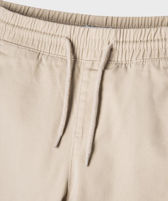Pantalon jogger en twill de coton stretch à taille élastiquée garçon vue2 - GEMO (JUNIOR) - GEMO
