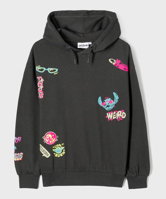Sweat à capuche en molleton imprimé fille - Stitch vue2 - LILO & STITCH - GEMO