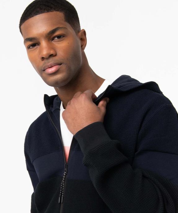 Gilet homme zippée à capuche en maille fantaisie doublé polaire vue2 - DISSIDENT - GEMO