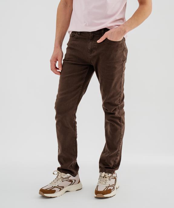 Jean straight en coton stretch à la couleur unique homme vue1 - GEMO 4G HOMME - GEMO