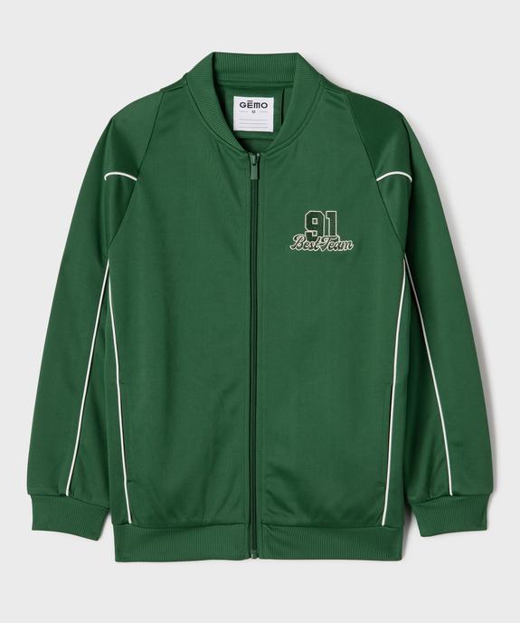 Sweat de sport zippé avec broderie poitrine garçon vue1 - GEMO (JUNIOR) - GEMO