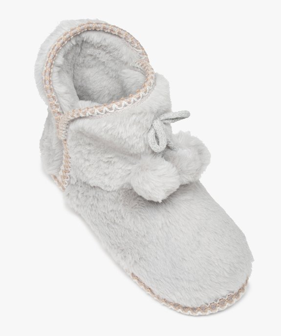 Chaussons femme boots en fourrure imitation et passementerie vue5 - GEMO(HOMWR FEM) - GEMO