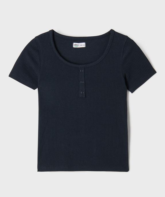 Tee-shirt manches courtes en maille côtelée fille vue1 - GEMO 4G FILLE - GEMO