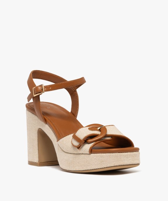 Sandales à talon plateforme en toile femme vue3 - FOLLOW ME - GEMO