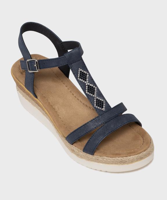 Sandales à talon compensé et bride pailletée femme vue3 - VALENTINA BALDA - GEMO