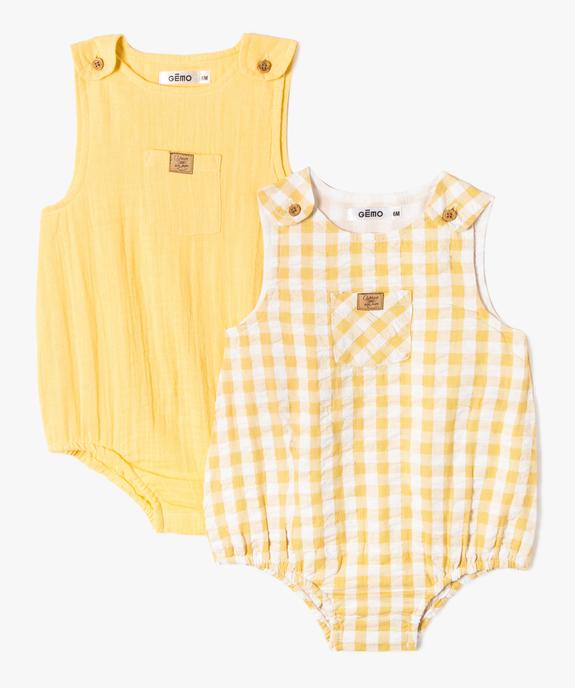 Combishort bébé sans manches forme barboteuse (lot de 2) vue1 - GEMO(BB COUCHE) - GEMO