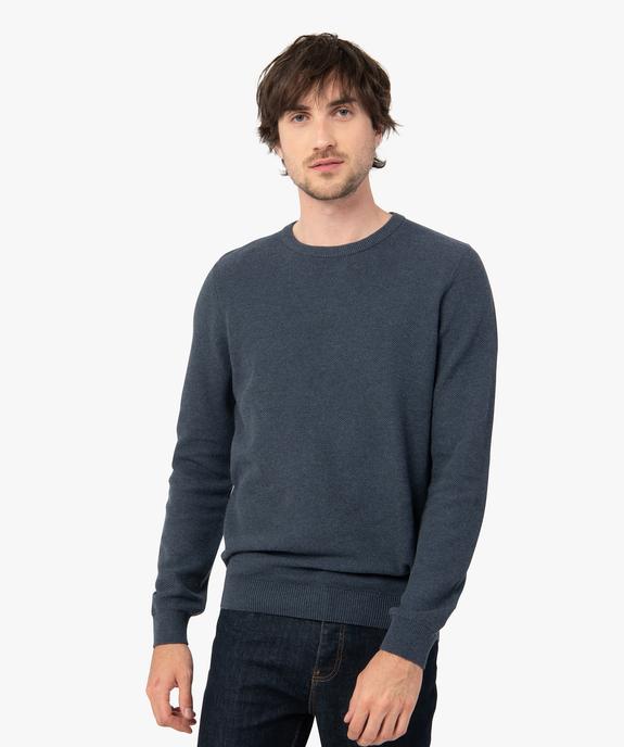 Pull homme uni en maille fantaisie  vue1 - GEMO (HOMME) - GEMO