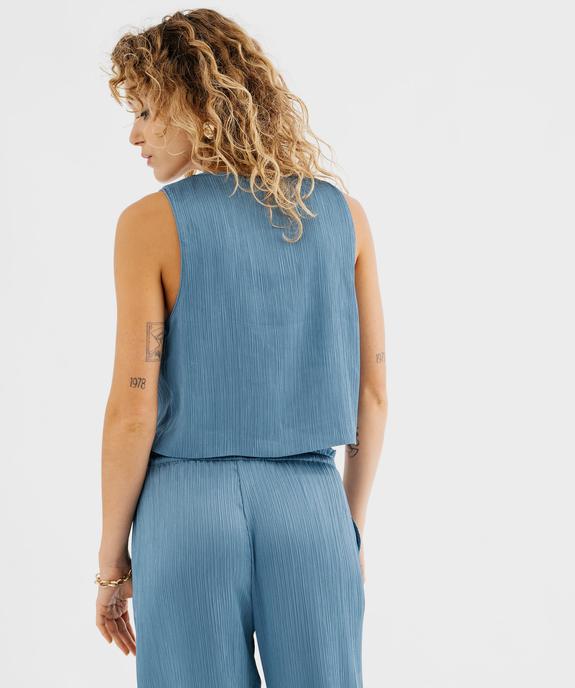 Gilet sans manches à nouer en satin froissé femme vue3 - GEMO(FEMME PAP) - GEMO