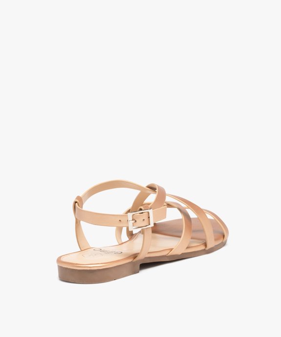 Sandales femme unies à talon plat et fines brides croisées vue4 - GEMO (CASUAL) - GEMO