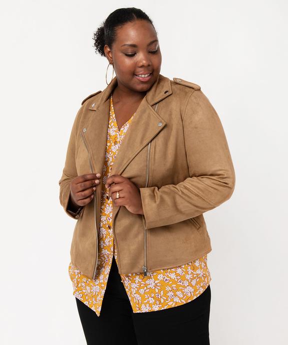 Blouson esprit biker en suédine femme grande taille vue1 - GEMO (G TAILLE) - GEMO