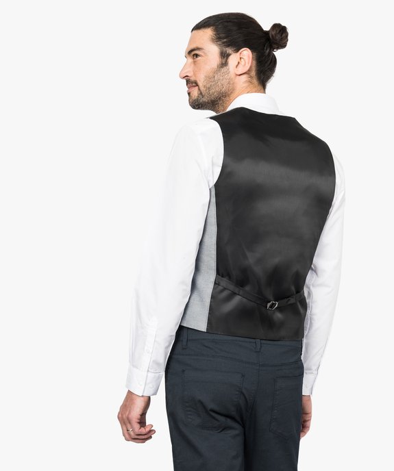 Gilet de costume boutonné uni vue3 - GEMO (HOMME) - GEMO