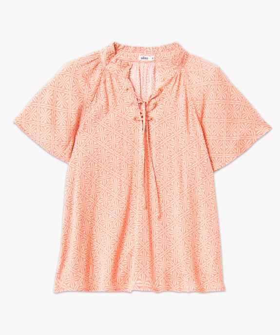 Blouse à manches courtes en crêpe de viscose imprimé femme vue4 - GEMO(FEMME PAP) - GEMO