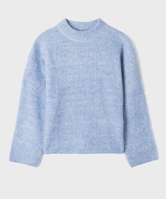 Pull loose en maille côtelée bicolore col cheminée fille vue1 - GEMO (JUNIOR) - GEMO