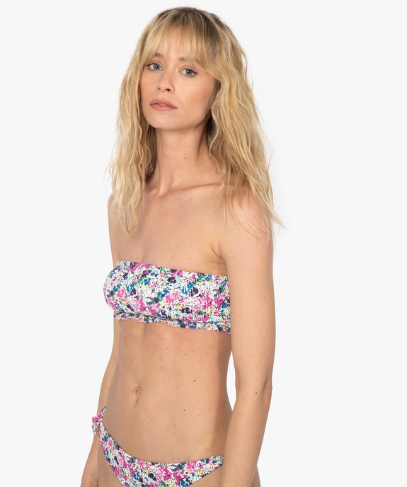 Haut de maillot de bain femme forme bandeau à motifs fleuris vue1 - GEMO (PLAGE) - GEMO