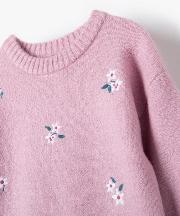 Robe pull fille avec motifs fleuris brodés sur l’avant vue2 - GEMO (ENFANT) - GEMO