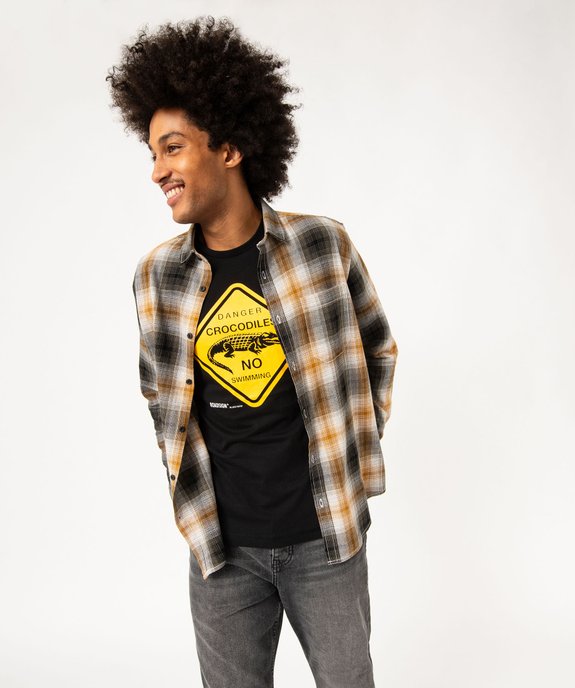 Chemise manches longues à carreaux homme vue2 - GEMO (HOMME) - GEMO
