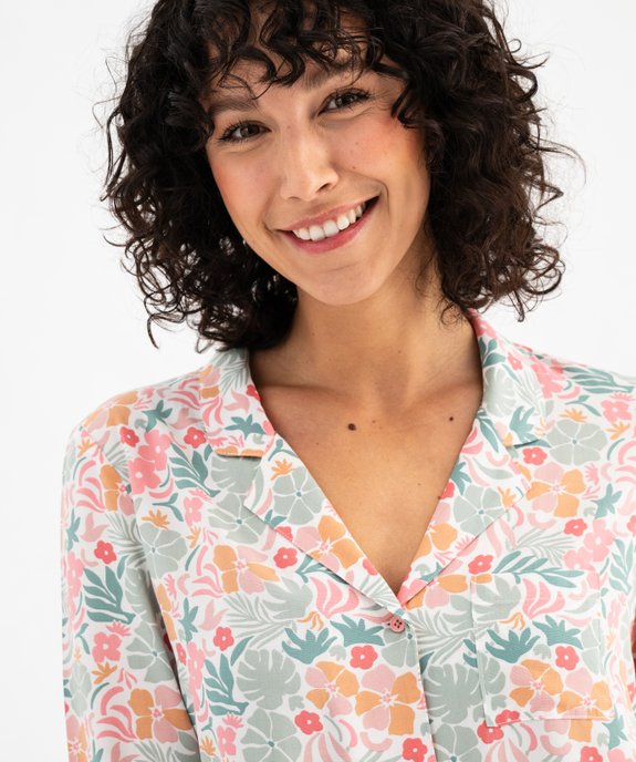 Chemise de nuit femme imprimée forme liquette à manches 3/4 vue3 - GEMO 4G FEMME - GEMO