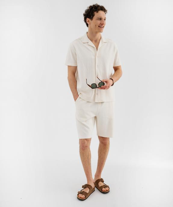 Bermuda en maille de coton texturée homme vue4 - GEMO 4G HOMME - GEMO