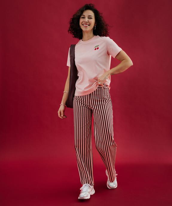 Tee-shirt manches courtes avec motifs cerises femme vue6 - GEMO(FEMME PAP) - GEMO