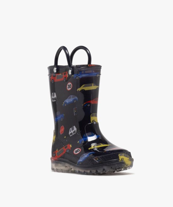 Bottes de pluie imprimée à anses et semelle crantée lumineuse garçon vue8 - BUGGY - GEMO