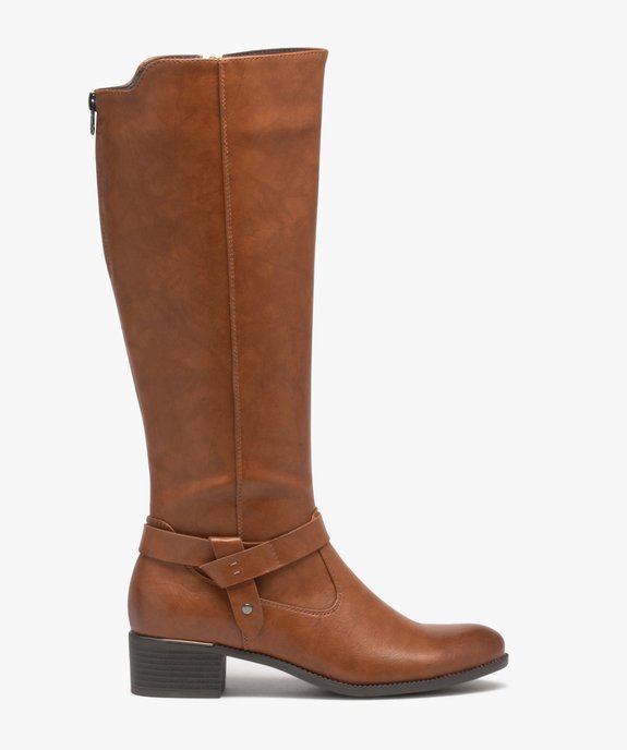 Bottes femme unies style cavalières à double zip vue1 - GEMO (CASUAL) - GEMO