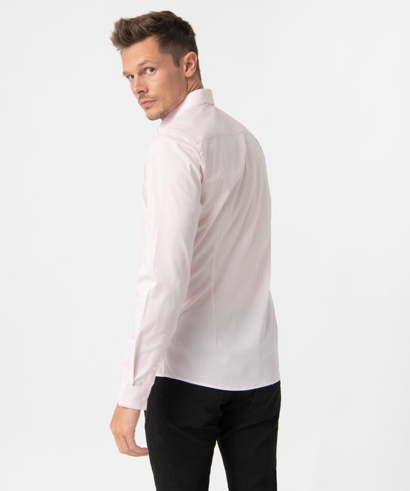 Chemise unie coupe slim en coton stretch homme vue3 - GEMO 4G HOMME - GEMO
