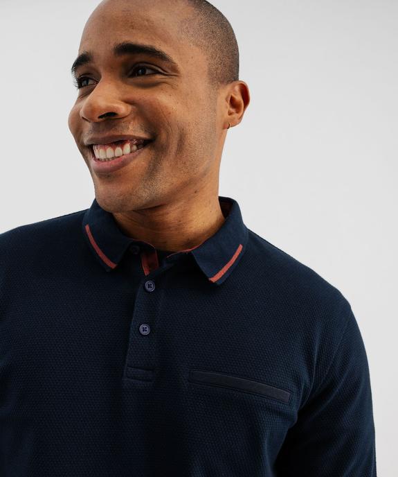 Polo à manches longues en maille fantaisie homme vue2 - GEMO 4G HOMME - GEMO