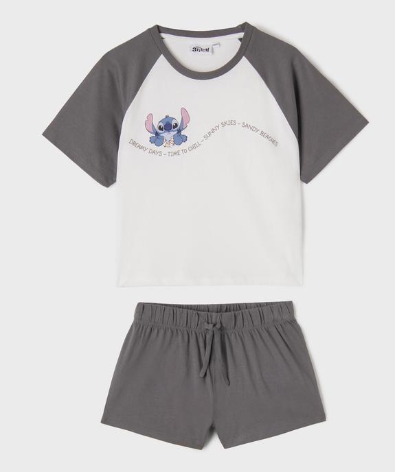 Pyjashort bicolore avec motif Stitch fille - Disney vue1 - LILO & STITCH - GEMO