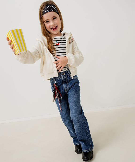 Tee-shirt manches longues à rayures et finition roulottée fille vue4 - GEMO 4G FILLE - GEMO