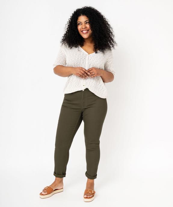 Gilet à manches courtes en maille ajourée femme grande taille vue5 - GEMO (G TAILLE) - GEMO