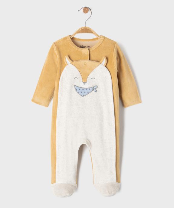 Pyjama en velours ouvert devant motif renard bébé garçon vue1 - GEMO 4G BEBE - GEMO