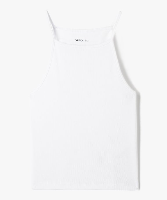 Débardeur fille côtelé à fines bretelles façon crop top vue1 - GEMO (JUNIOR) - GEMO