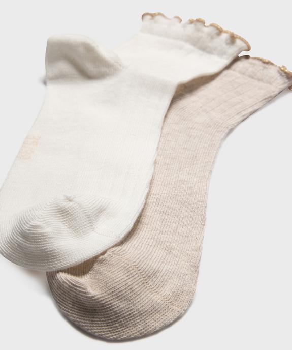 Chaussettes hautes à côtes plates et ourlet pailletée fille (lot de 2) vue2 - GEMO (ENFANT) - GEMO