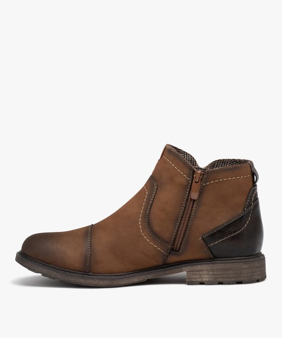 Boots homme fourrées à double zip vue3 - GEMO (CASUAL) - GEMO