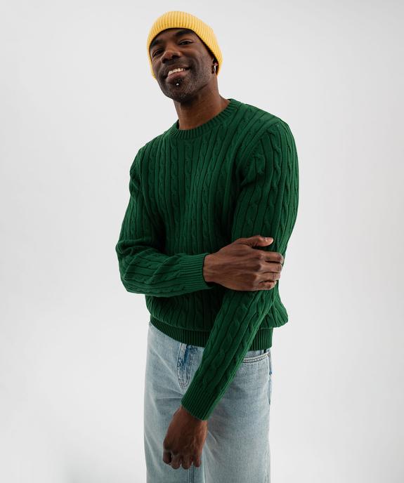 Pull col rond en coton à torsades homme vue2 - GEMO (HOMME) - GEMO