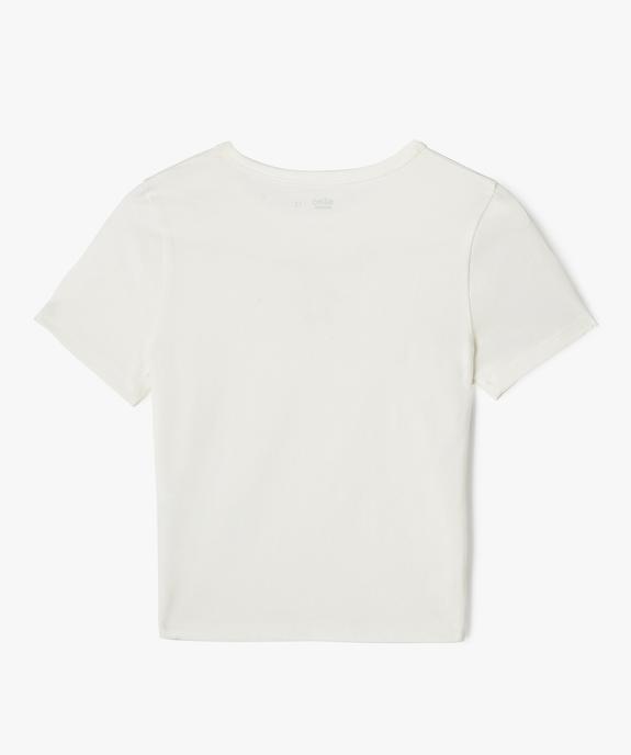 Tee-shirt court à manches courtes avec motif ajouré fille vue3 - GEMO 4G FILLE - GEMO