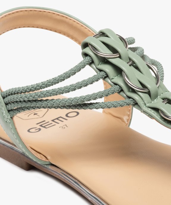 Sandales femme à talon plat et entre-doigts détails métal vue6 - GEMO (CASUAL) - GEMO