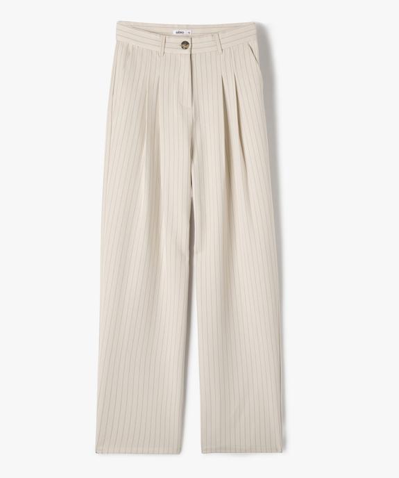 Pantalon large et souple à taille haute et fines rayures fille vue2 - GEMO (JUNIOR) - GEMO