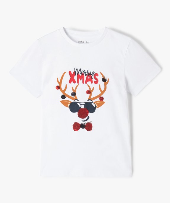 Tee-shirt garçon spécial Noël avec sequins réversibles vue1 - GEMO (ENFANT) - GEMO