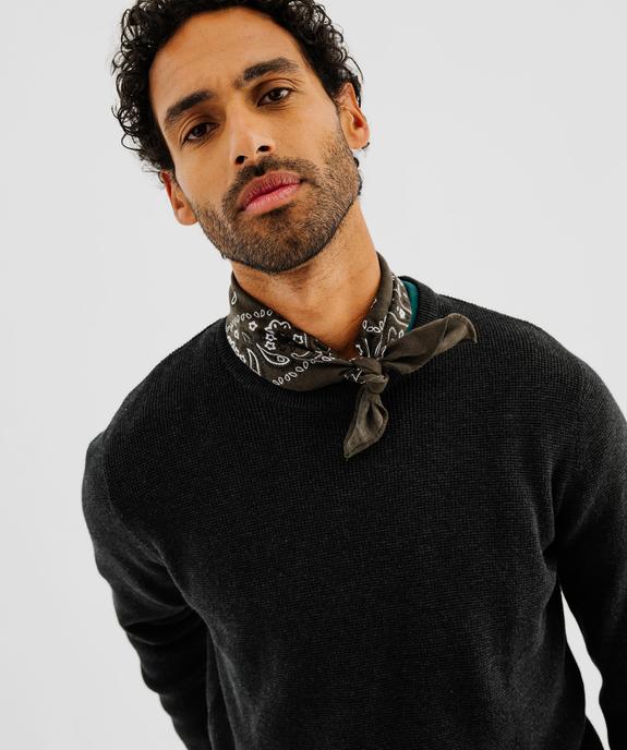 Pull col rond en coton uni homme vue7 - GEMO (HOMME) - GEMO